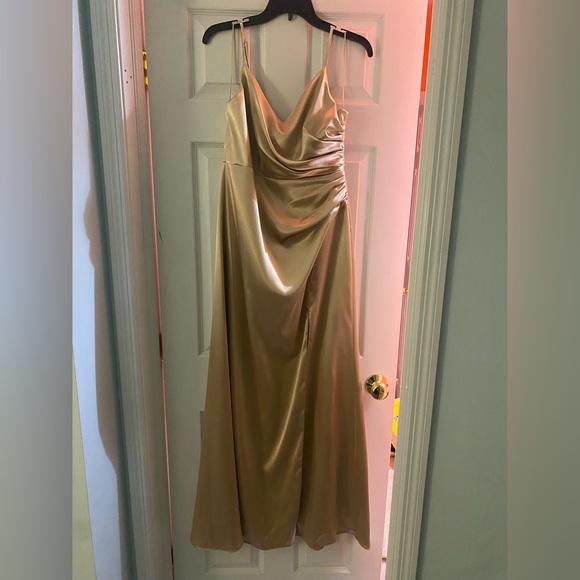 Birdy Grey - Catherine Shiny Satin Dress (Gold) bridesmaid - Picture 2 of 5